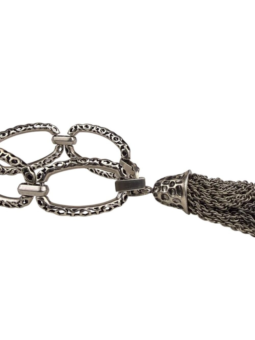 Kendra Scott Womens Silver Tone Metal Open Link Chain Tassel Bracelet